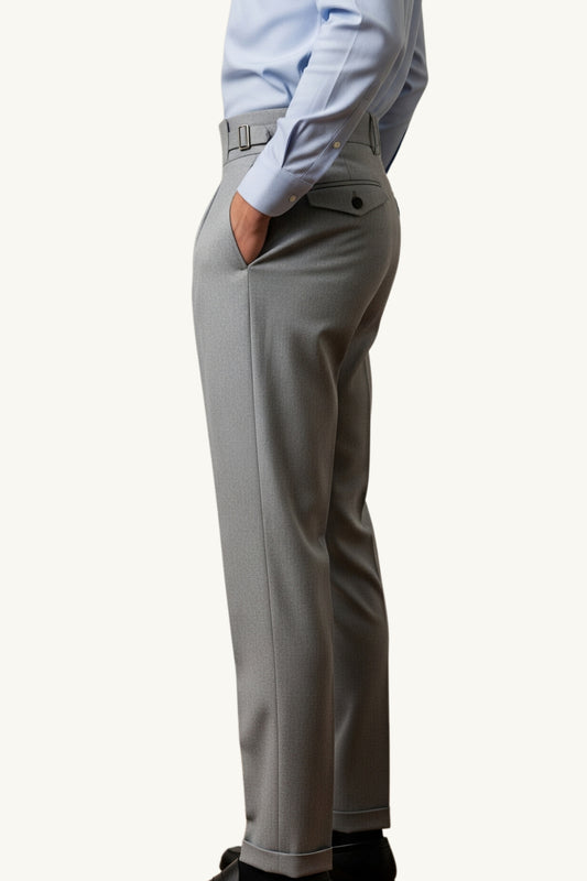 Light Grey Double Pleated Gurkha Trousers