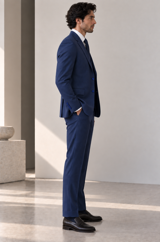 Blutailor Signature Imperial Navy Handmade 3 piece Half Canvas Suit