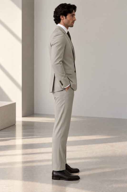 Blutailor Signature Sage Gray 2-Piece Handmade Half Canvas Suit