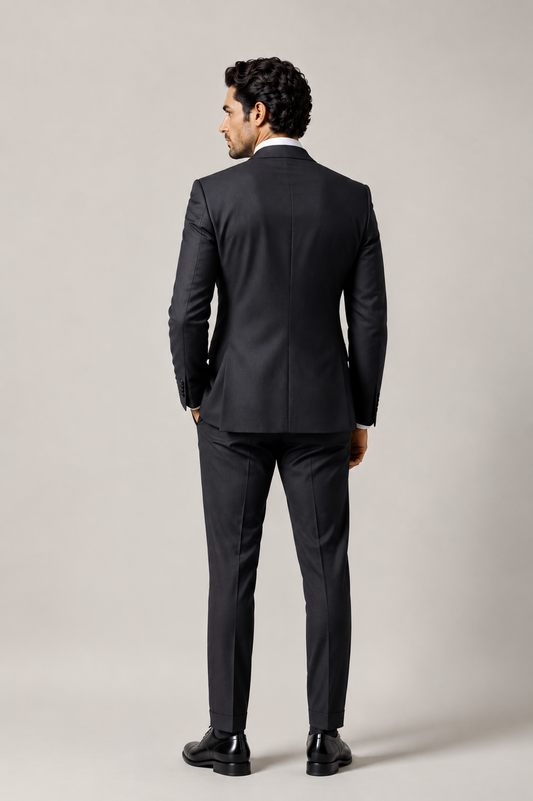 Blutailor Signature Black 3-Piece Full Canvas Suit – Fully Handmade