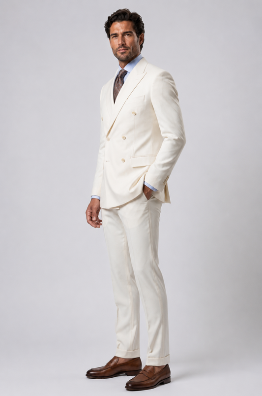 Blutailor Signature Ivory Regent Double Breasted suit
