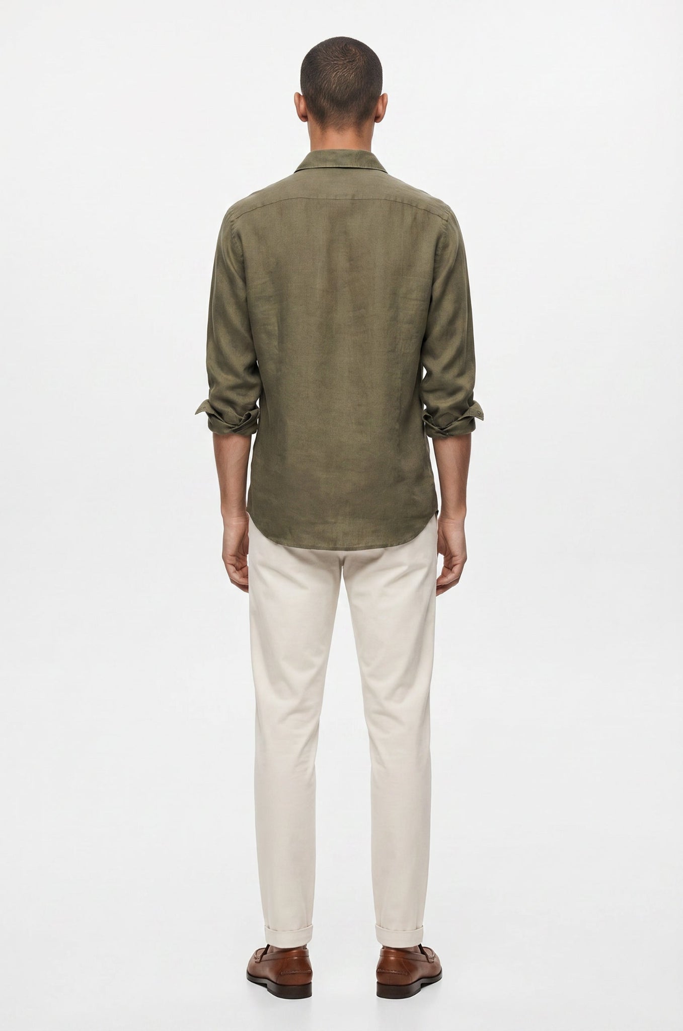 Blutailor Olive Green Linen Shirt