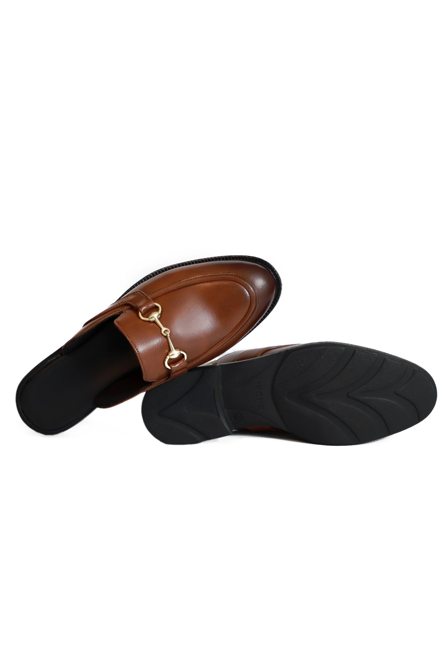 Tan Brown Horsebit Mule