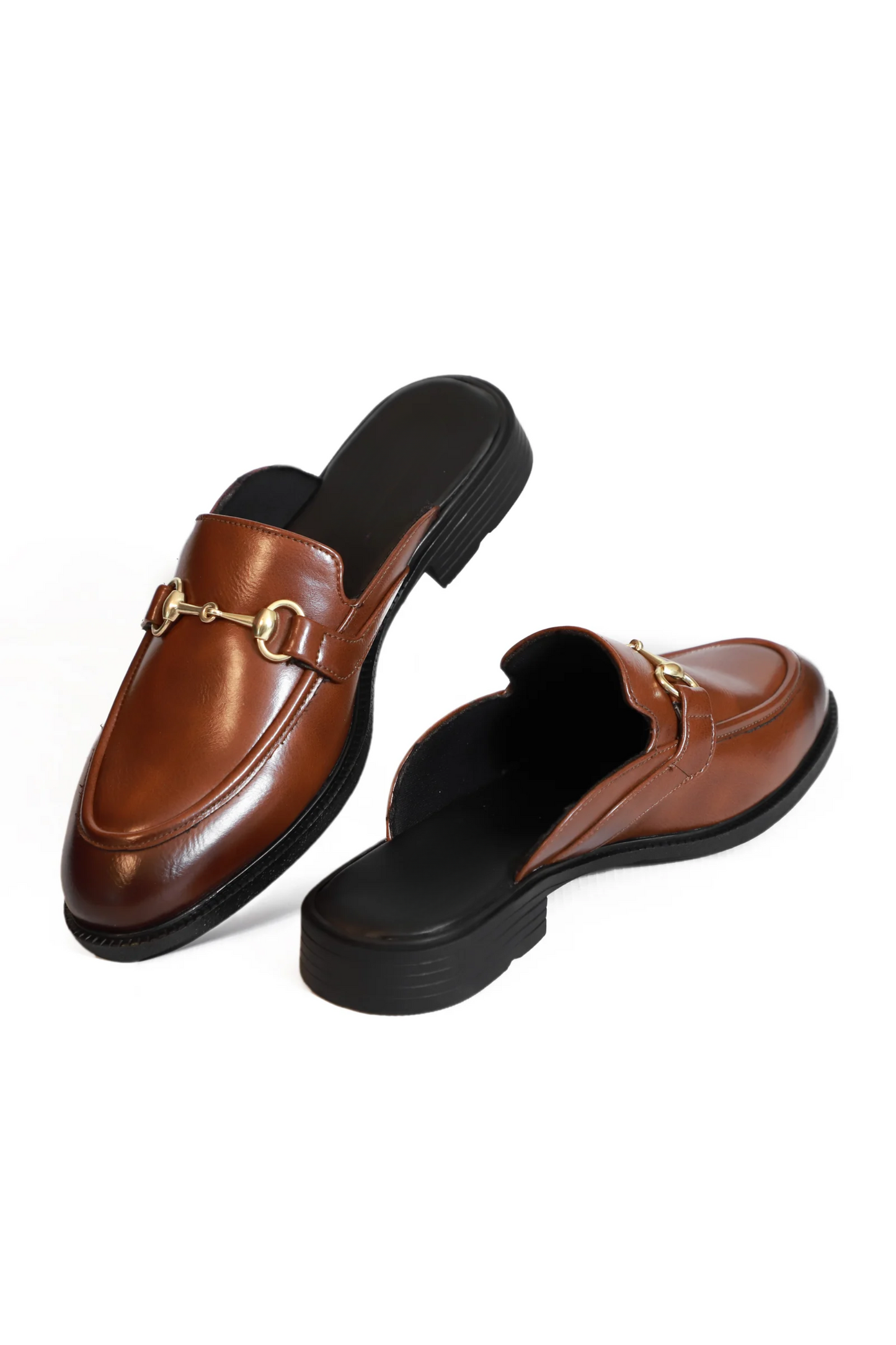 Tan Brown Horsebit Mule