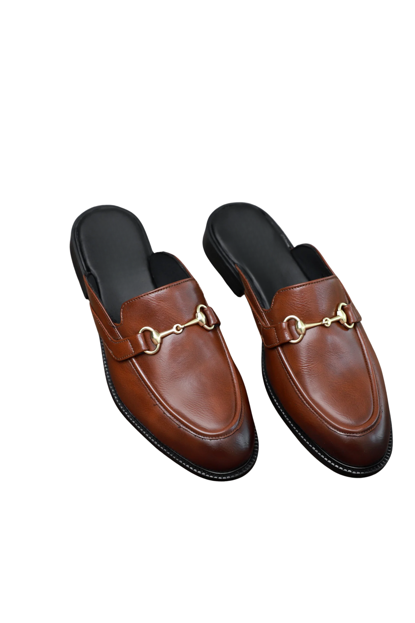 Tan Brown Horsebit Mule