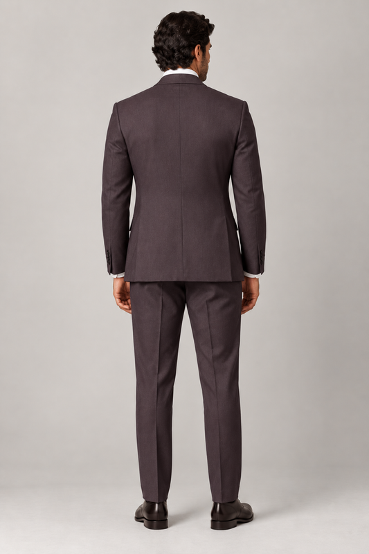Blutailor Signature Chocolate Plum 3-Piece Handmade Half Canvas Suit