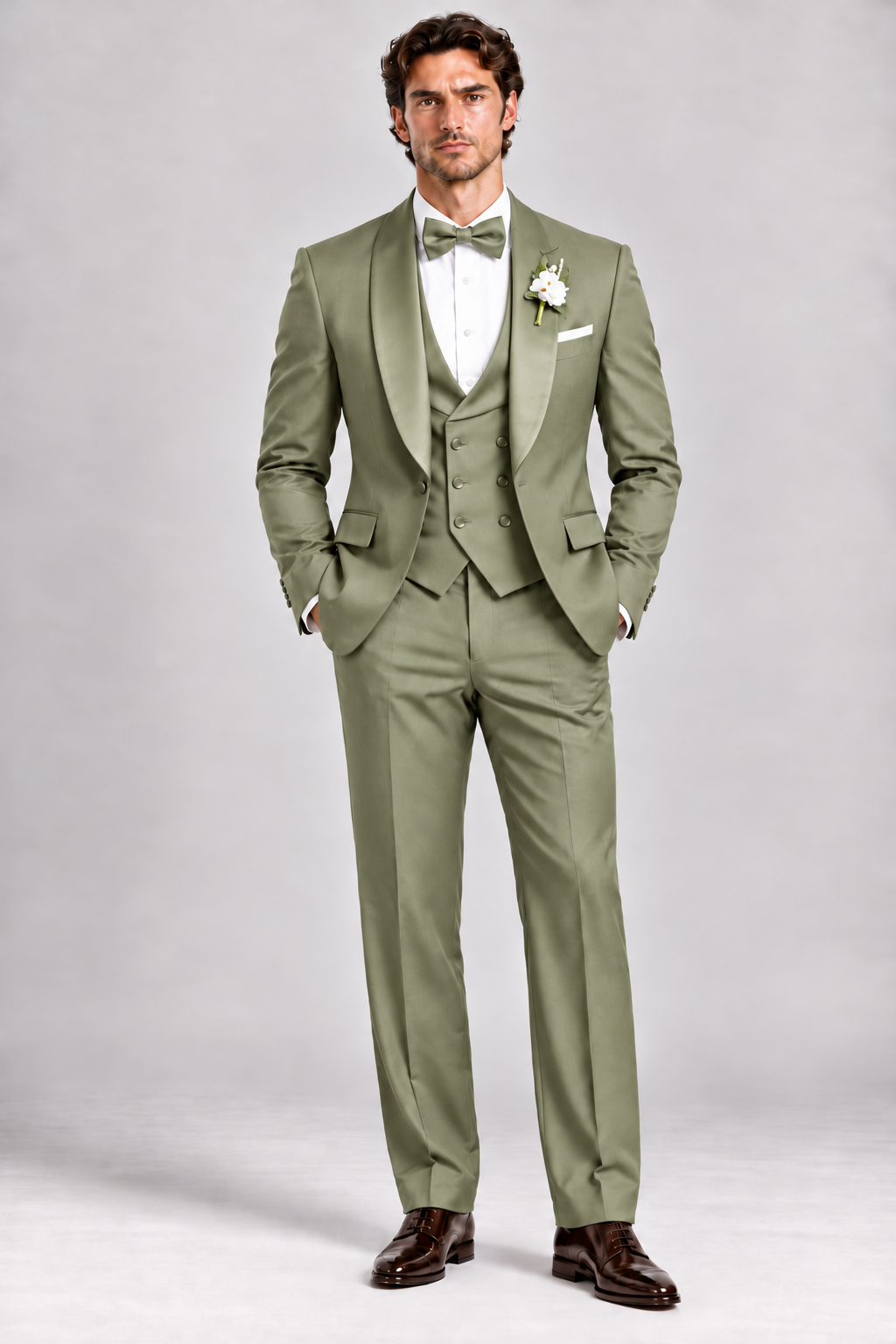 Forest Green 3-piece tuxedo for men by BluTailor – back view