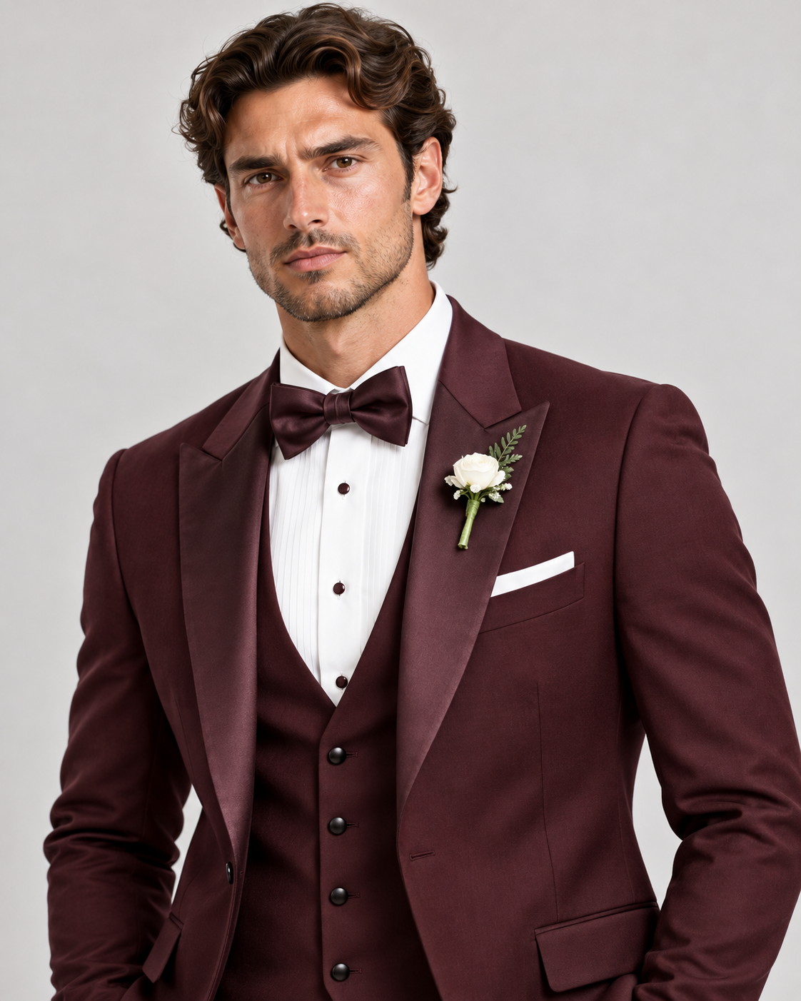 Burgundy Wine 3-piece tuxedo for men by BluTailor – detail view