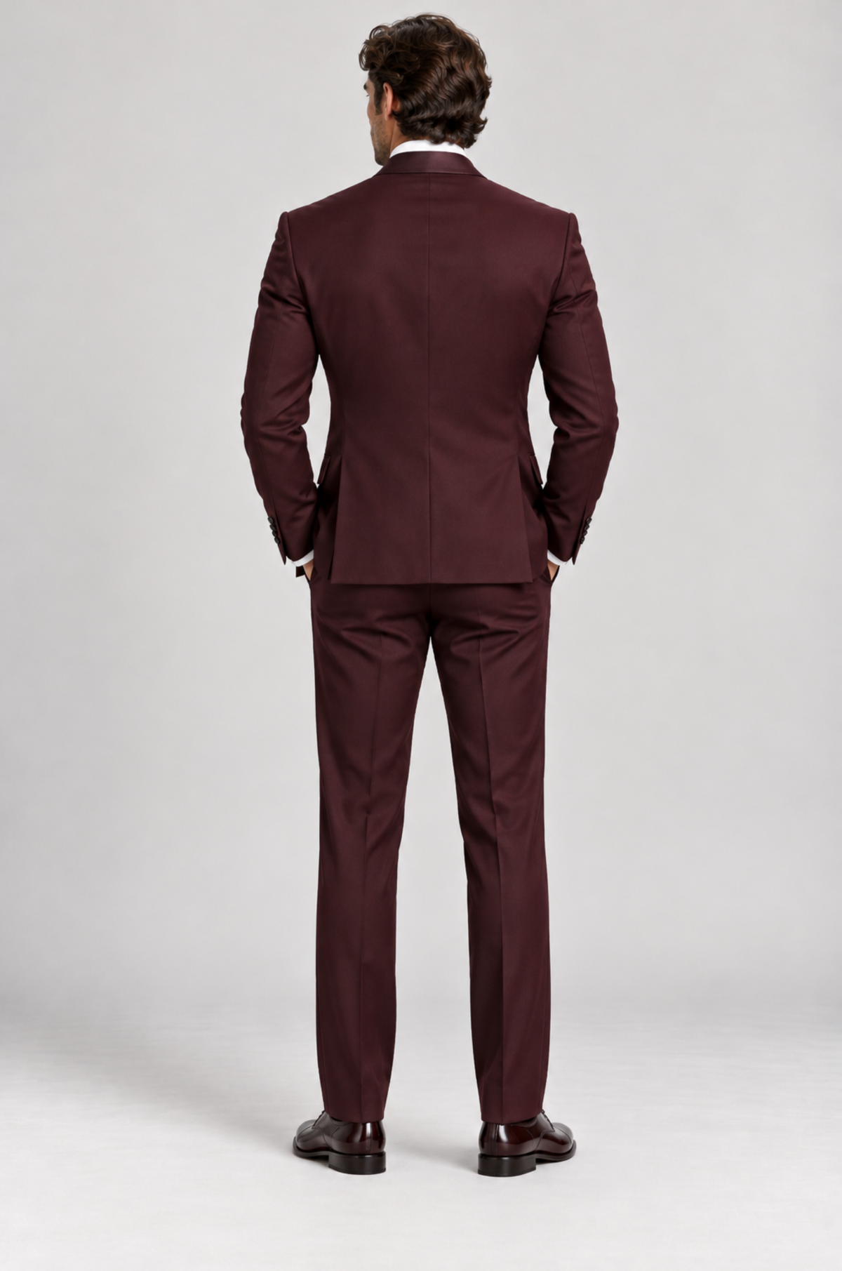 Burgundy Wine 3-piece tuxedo for men by BluTailor – back view