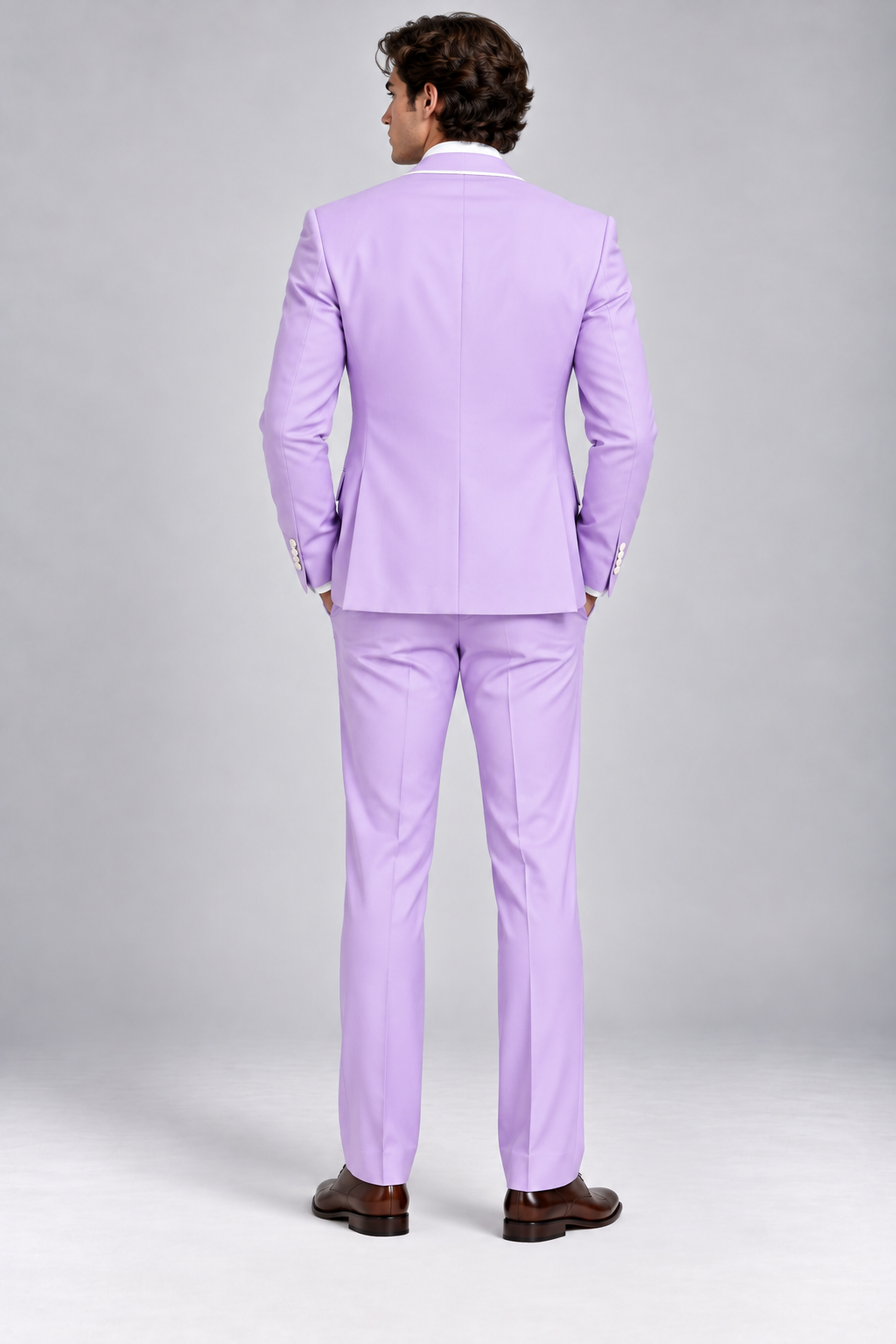 Lavender 3-piece tuxedo for men by BluTailor – side view