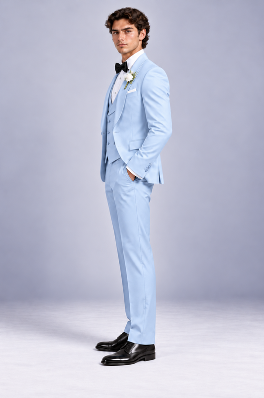Ice Blue 3-piece tuxedo for men by BluTailor – front view
