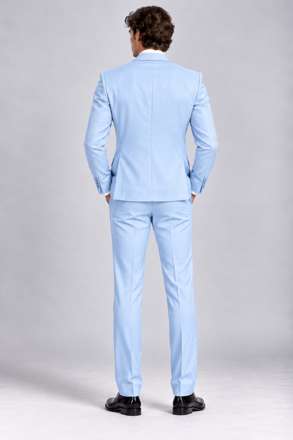 Ice Blue 3-piece tuxedo for men by BluTailor – back view