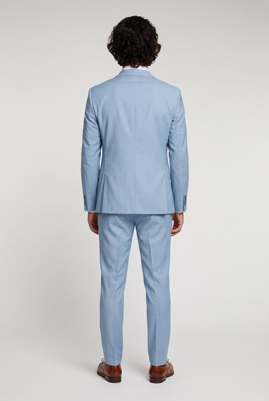 Blutailor Light Blue Merino Wool Wedding Suit for Men | Custom Tailored Groom Suit