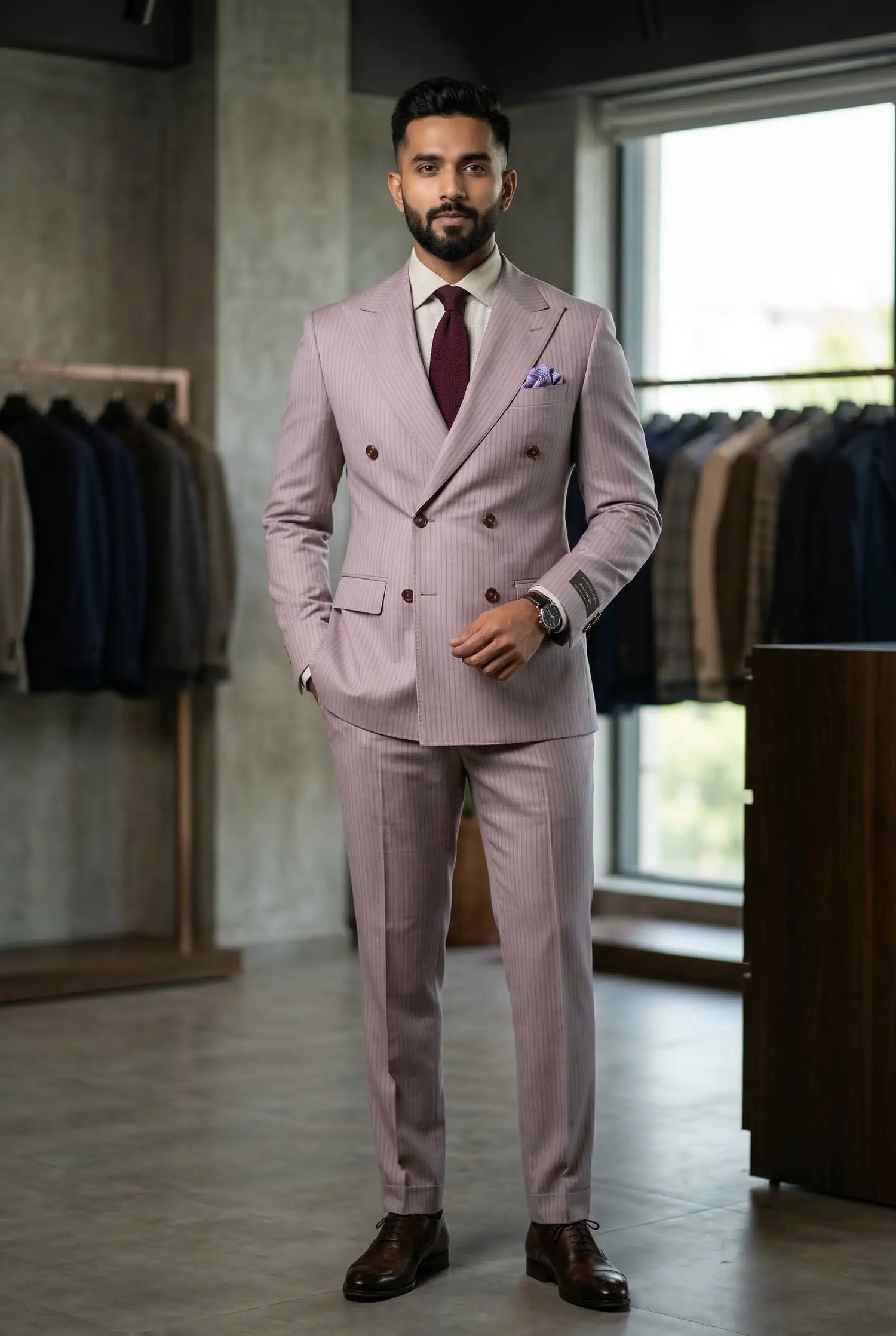 Blutailor Wedding Collection - Italian Premium fabric - Purple and Mauve double breasted suit
