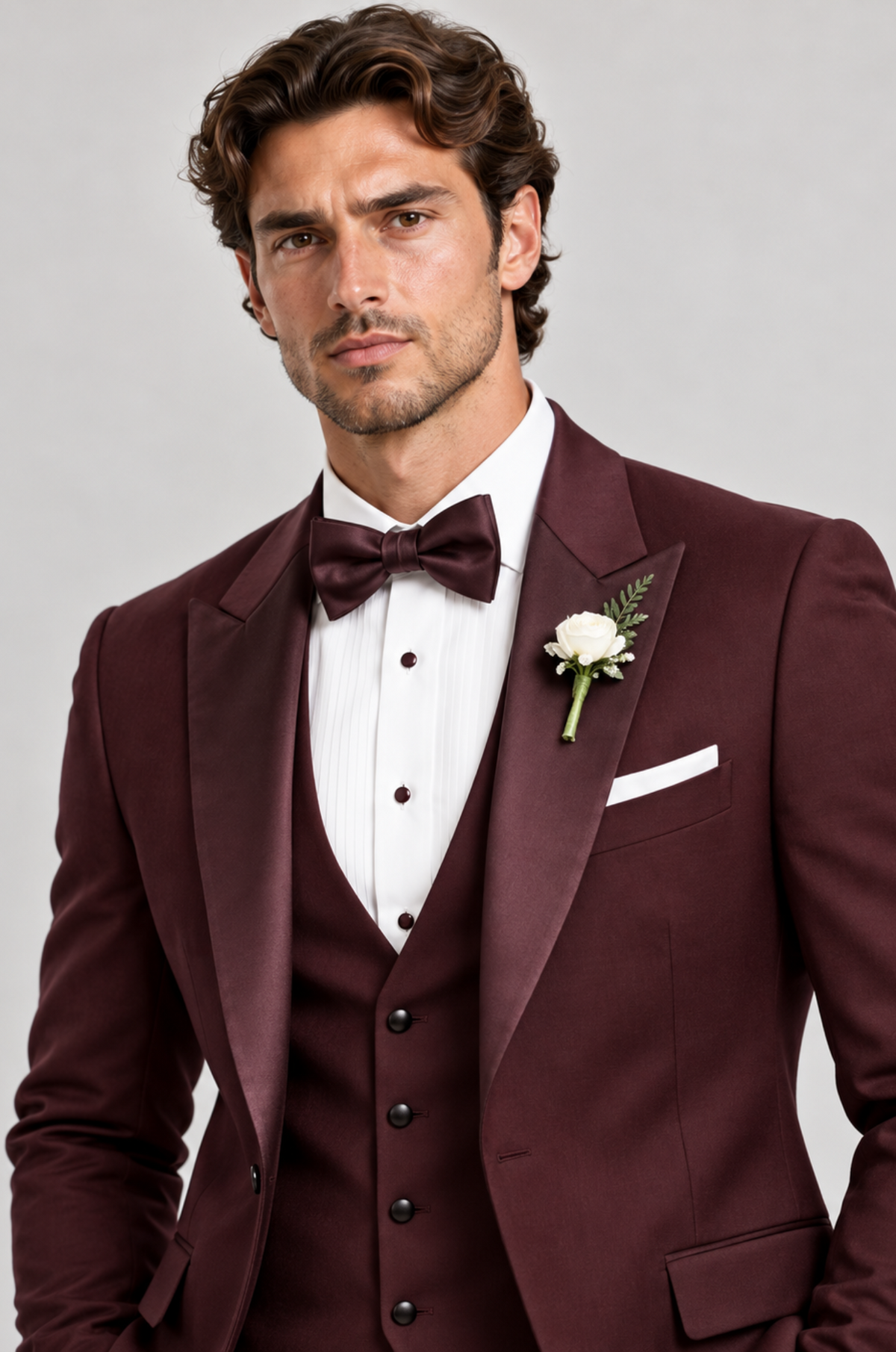 Burgundy Wine 3-piece tuxedo for men by BluTailor – detail view