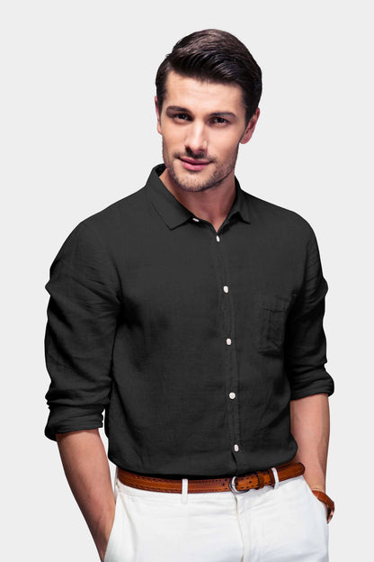Durable Black Linen Shirt