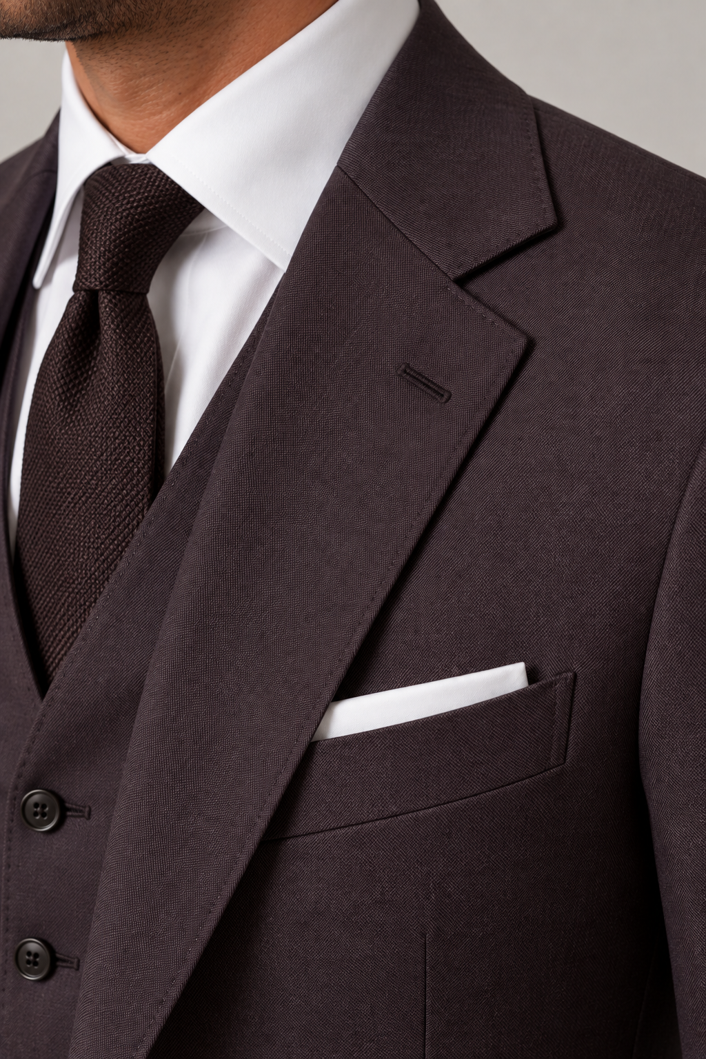 Blutailor Signature Chocolate Plum 3-Piece Handmade Half Canvas Suit