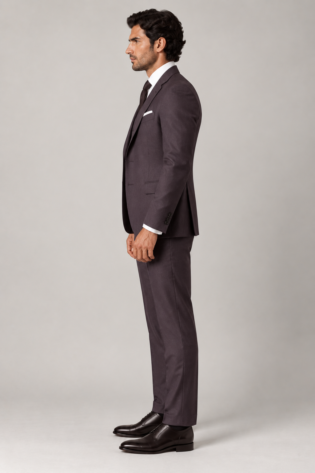 Blutailor Signature Chocolate Plum 3-Piece Handmade Half Canvas Suit