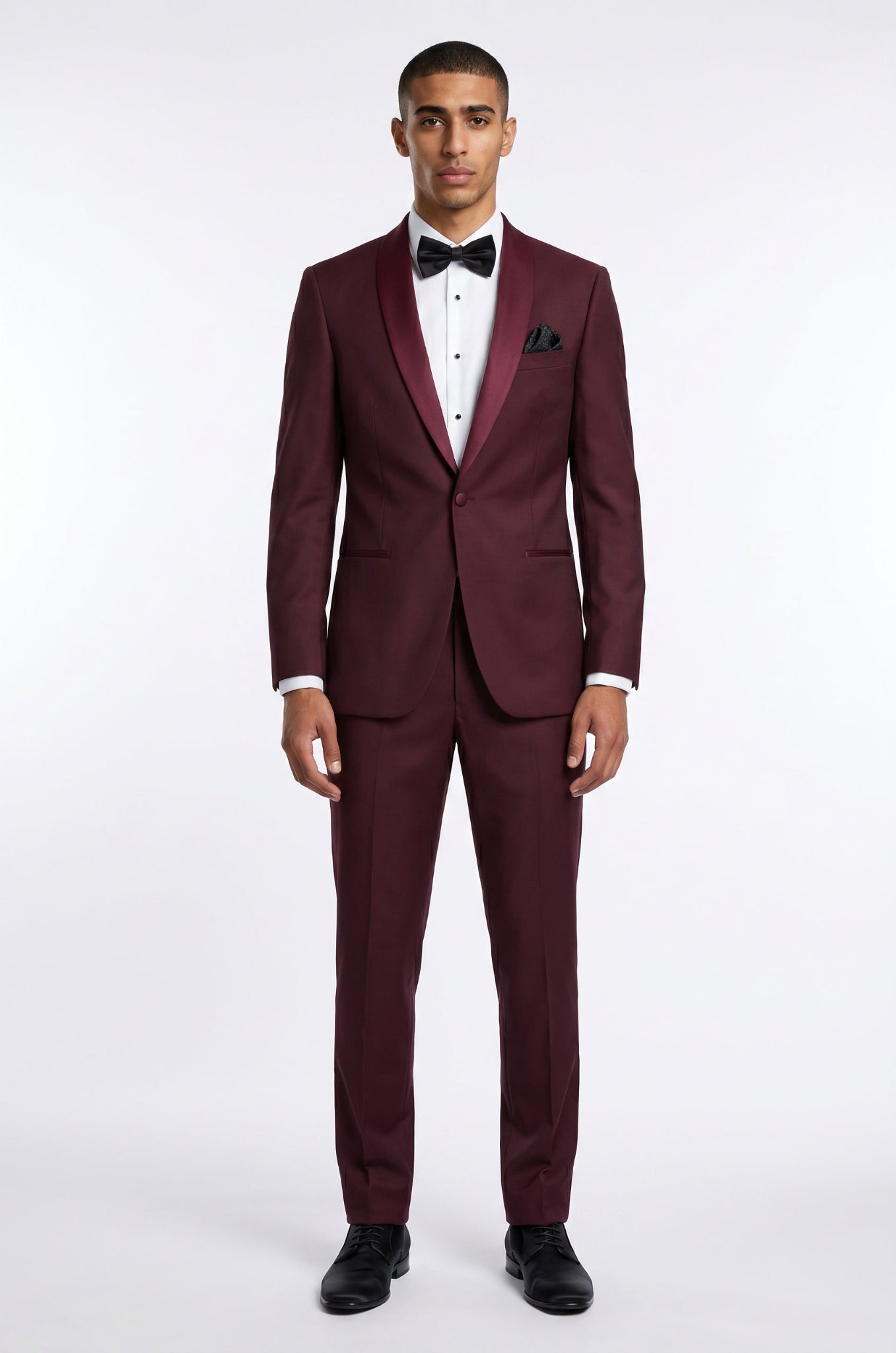 Blutailor Bordeaux Luxe 2 piece tuxedo in premium fabric with a custom tailored fit, featuring a sleek blazer and matching trousers for a bold and sophisticated formal look.