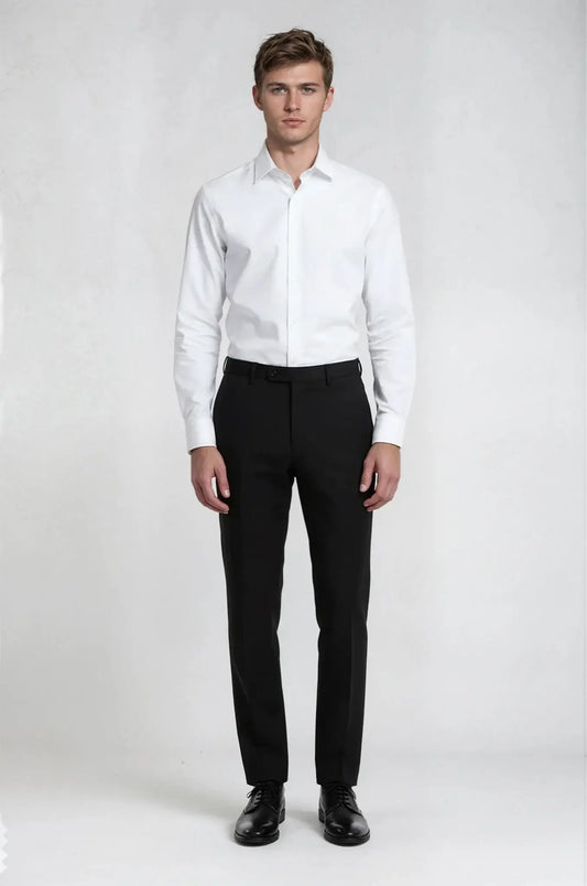 Classic White Twill Shirt – a timeless white shirt crafted in a smooth twill weave, featuring a custom tailored silhouette for effortless elegance and refined formal wear.