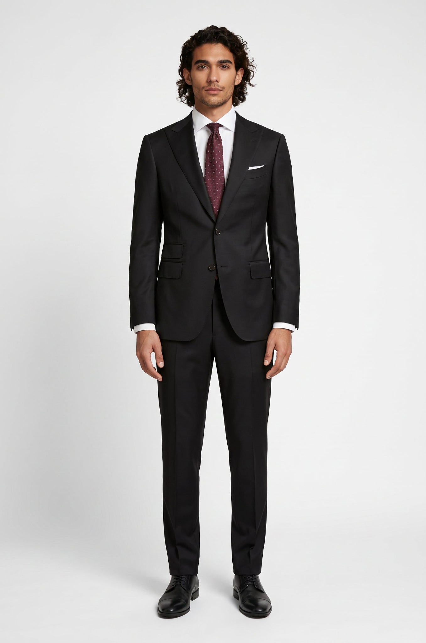 Men's Blutailor Mayfair Midnight Black Suit from the Luxury Collection, crafted with a sleek tailored silhouette, refined lapels, and matching trousers for timeless elegance and impeccable formal sophistication.