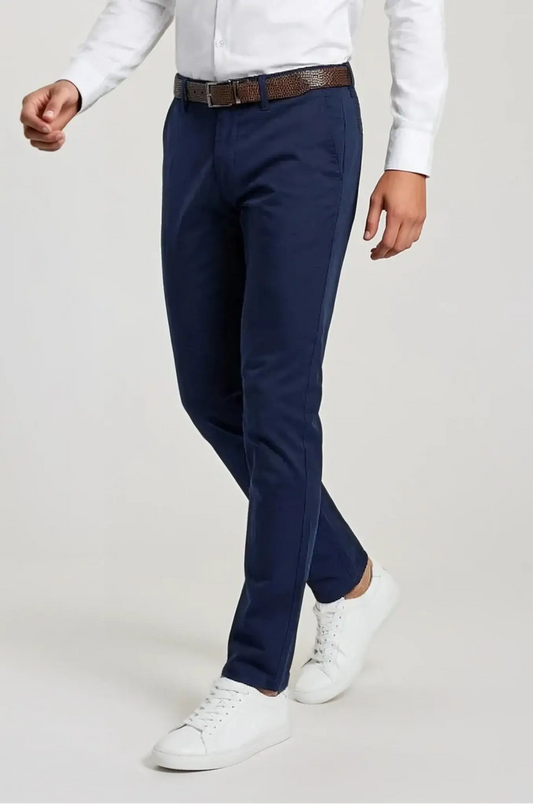 Blutailor Navy Chino – a refined navy-toned trouser featuring a bespoke tailored fit with a clean, modern silhouette, designed for versatile smart-casual and semi-formal sophistication.