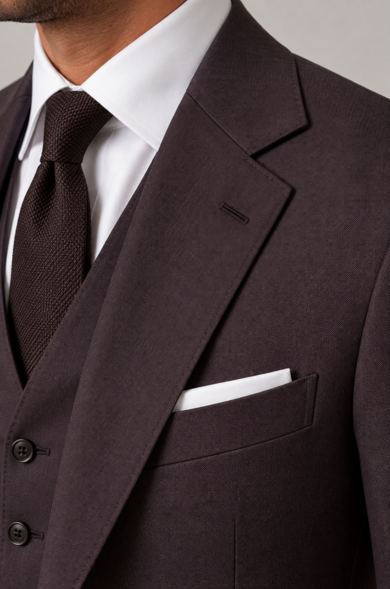 Blutailor Signature Chocolate Plum 3-Piece Handmade Half Canvas Suit