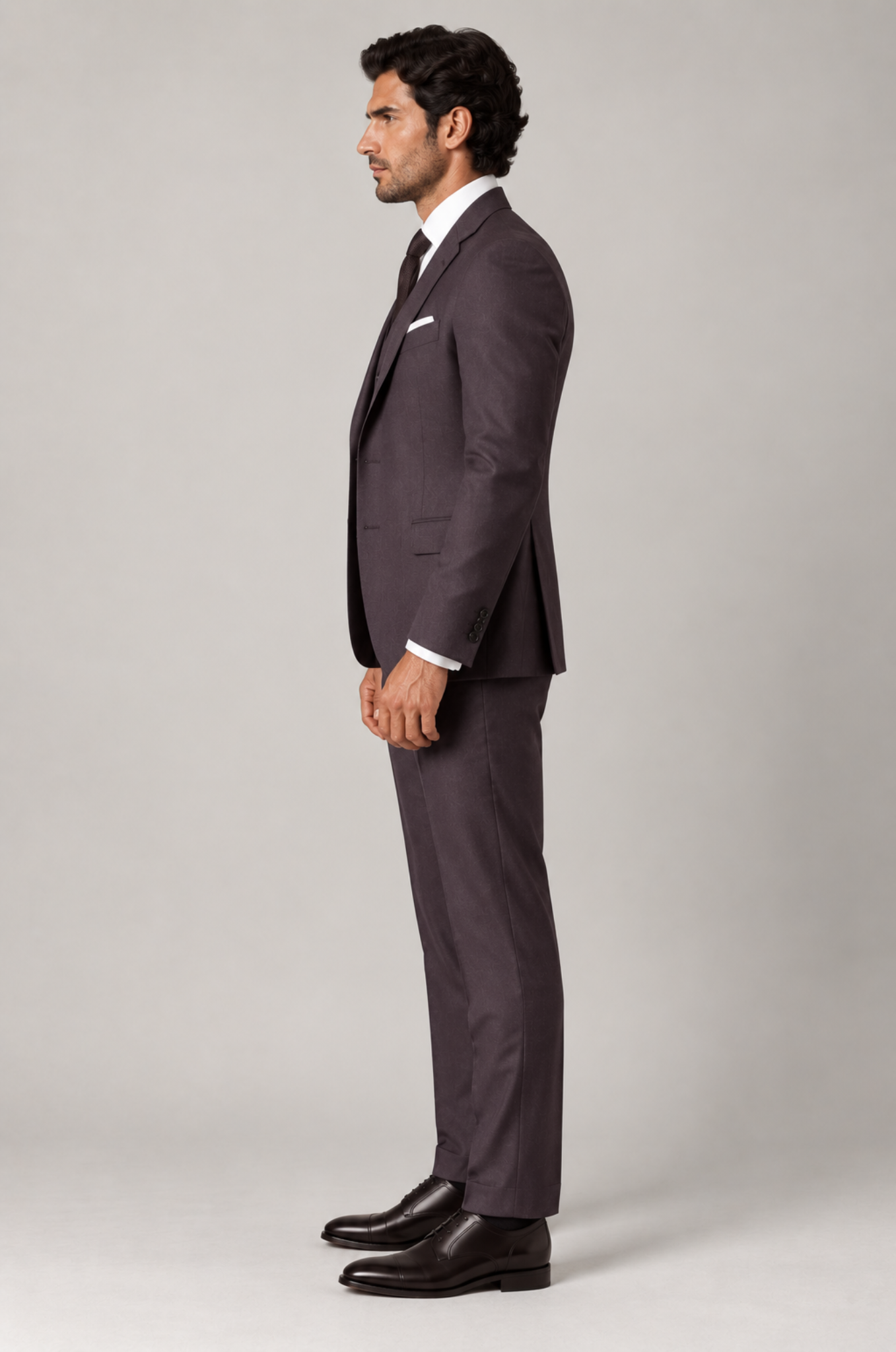 Blutailor Signature Chocolate Plum 3-Piece Handmade Half Canvas Suit