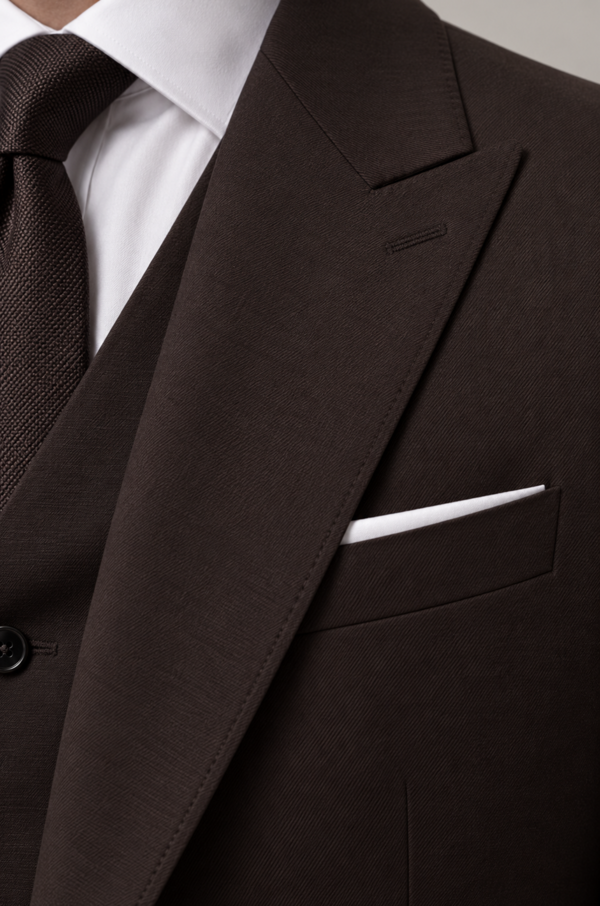 Blutailor Signature Dark Cocoa Brown 3-Piece Handmade Half Canvas Suit