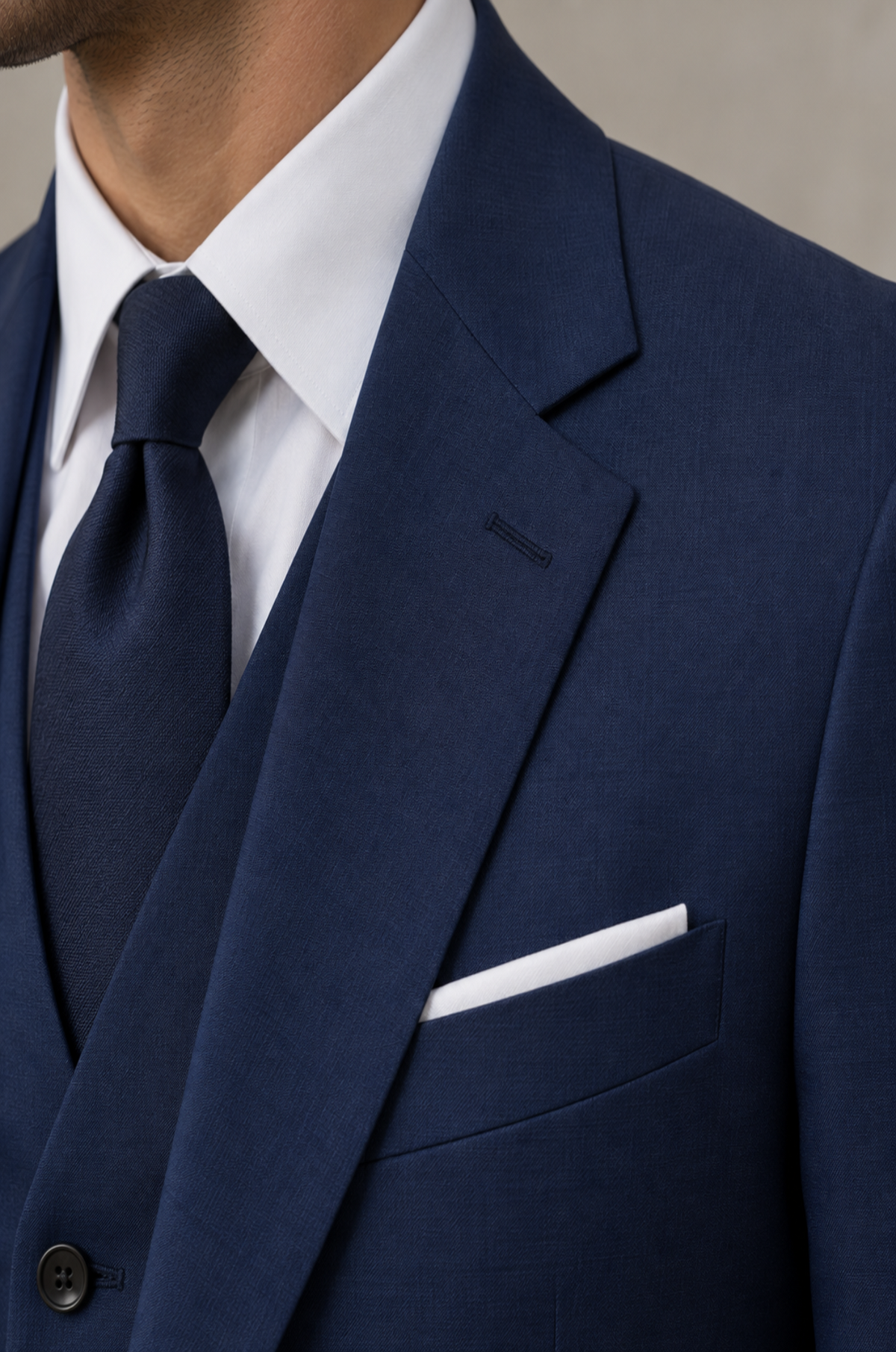 Blutailor Signature Imperial Navy Handmade 3 piece Half Canvas Suit