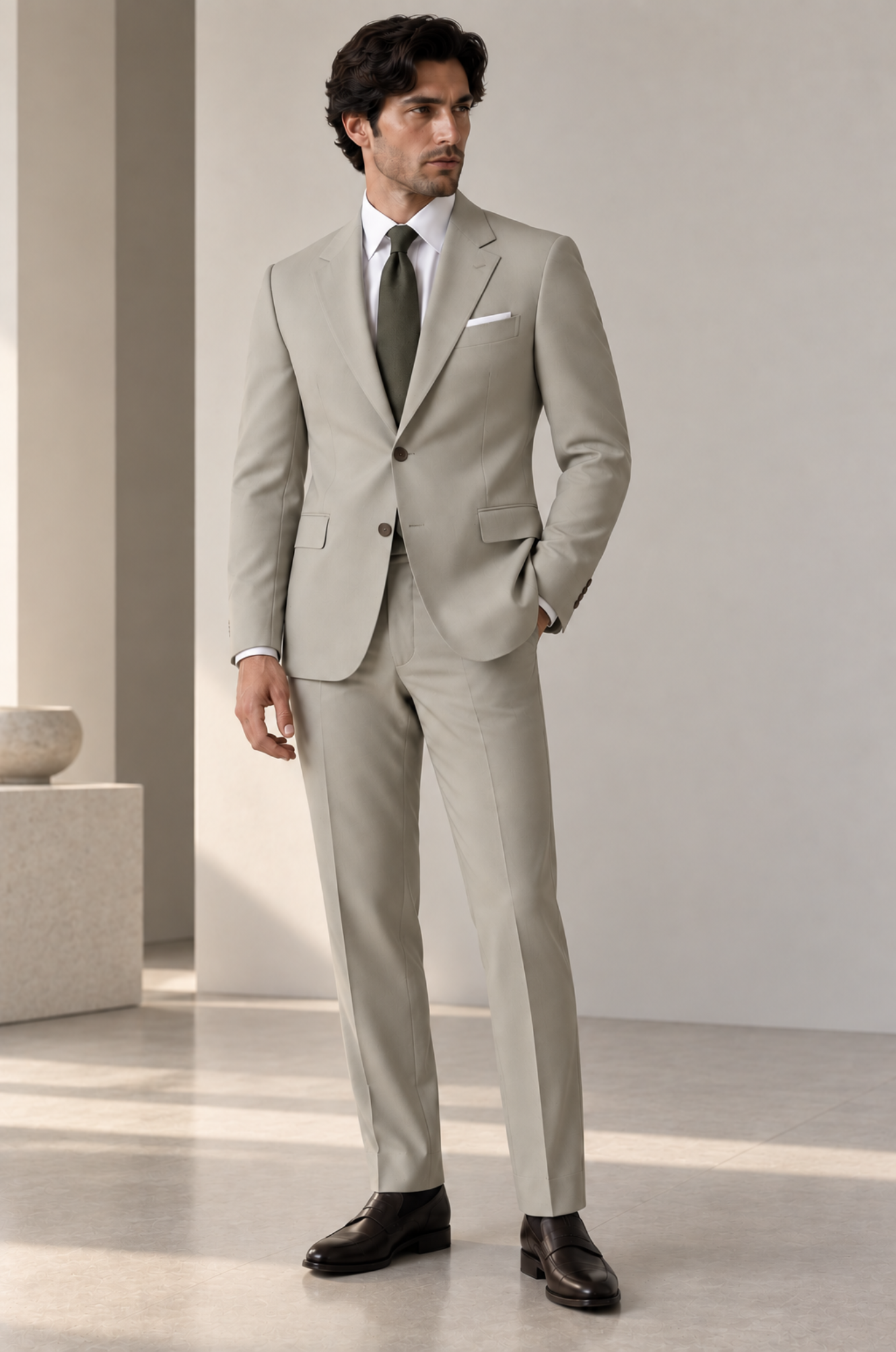 Blutailor Signature Sage Gray 2-Piece Handmade Half Canvas Suit