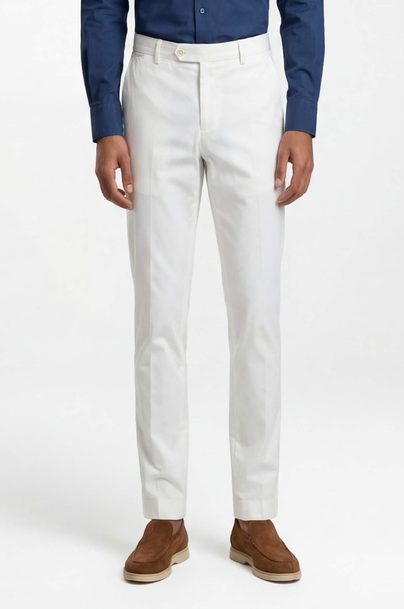 Blutailor white Gurkha trousers in premium fabric with a bespoke tailored fit, designed for a crisp, clean look and versatile smart casual wear.