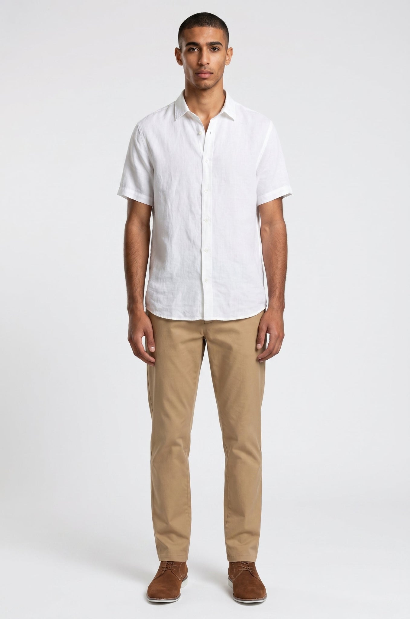 Blutailor white linen shirt in breathable premium fabric with a custom tailored fit, designed for a crisp, lightweight, and refined look.
