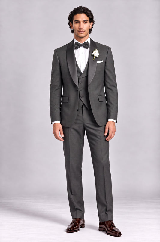 charcoal grey 3 piece tux