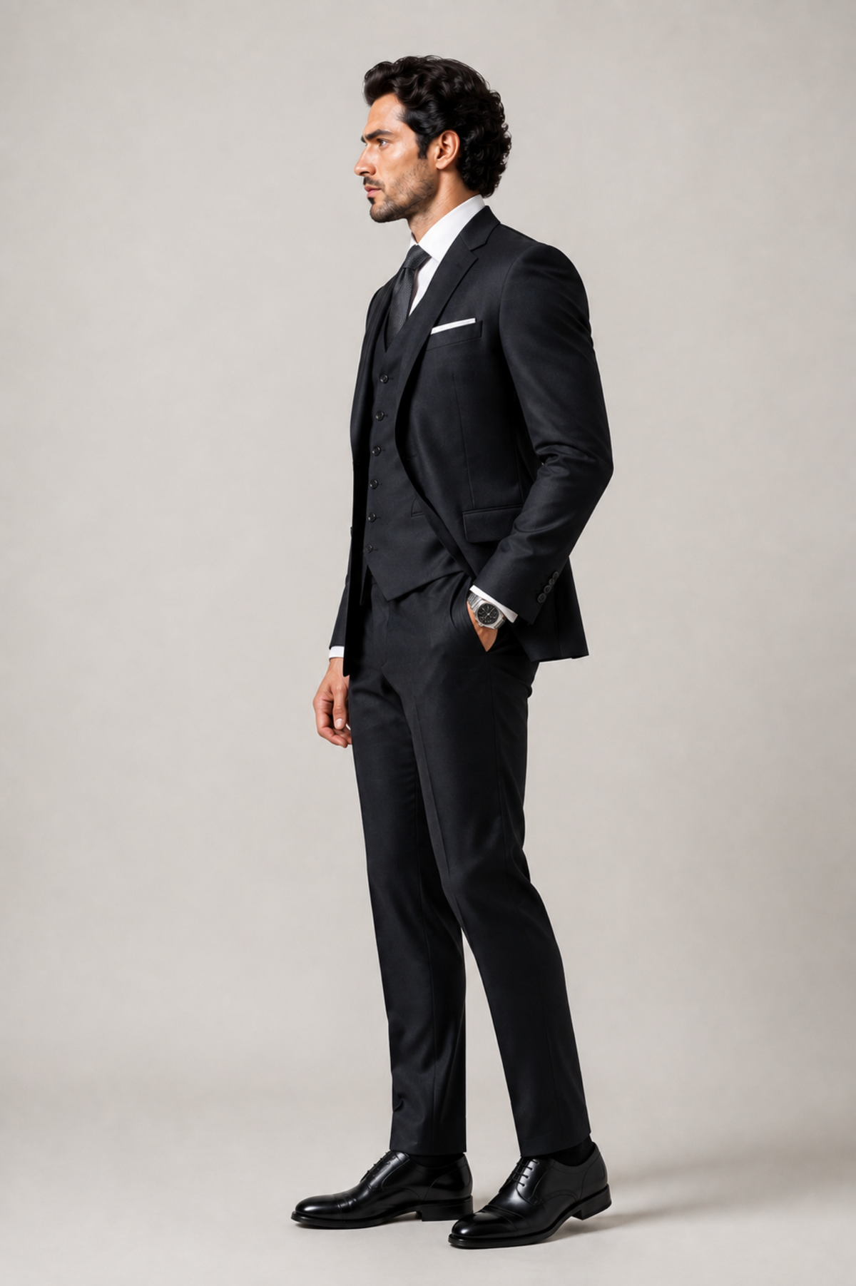 Blutailor Signature Black 3-Piece Full Canvas Suit – Fully Handmade