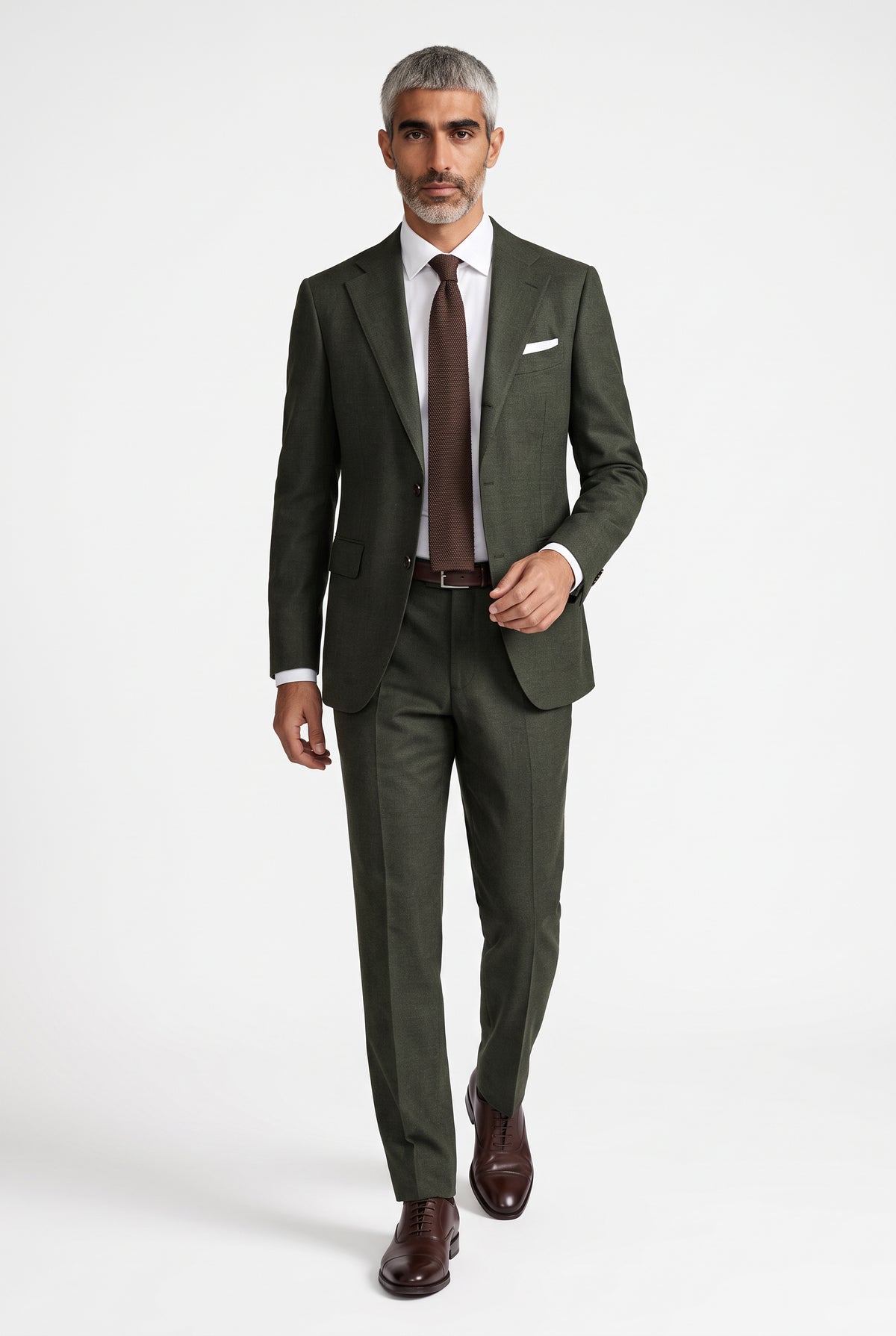 Bespoke Chairman Olive Green Suit for Men | Cavani 130s pure wool suit