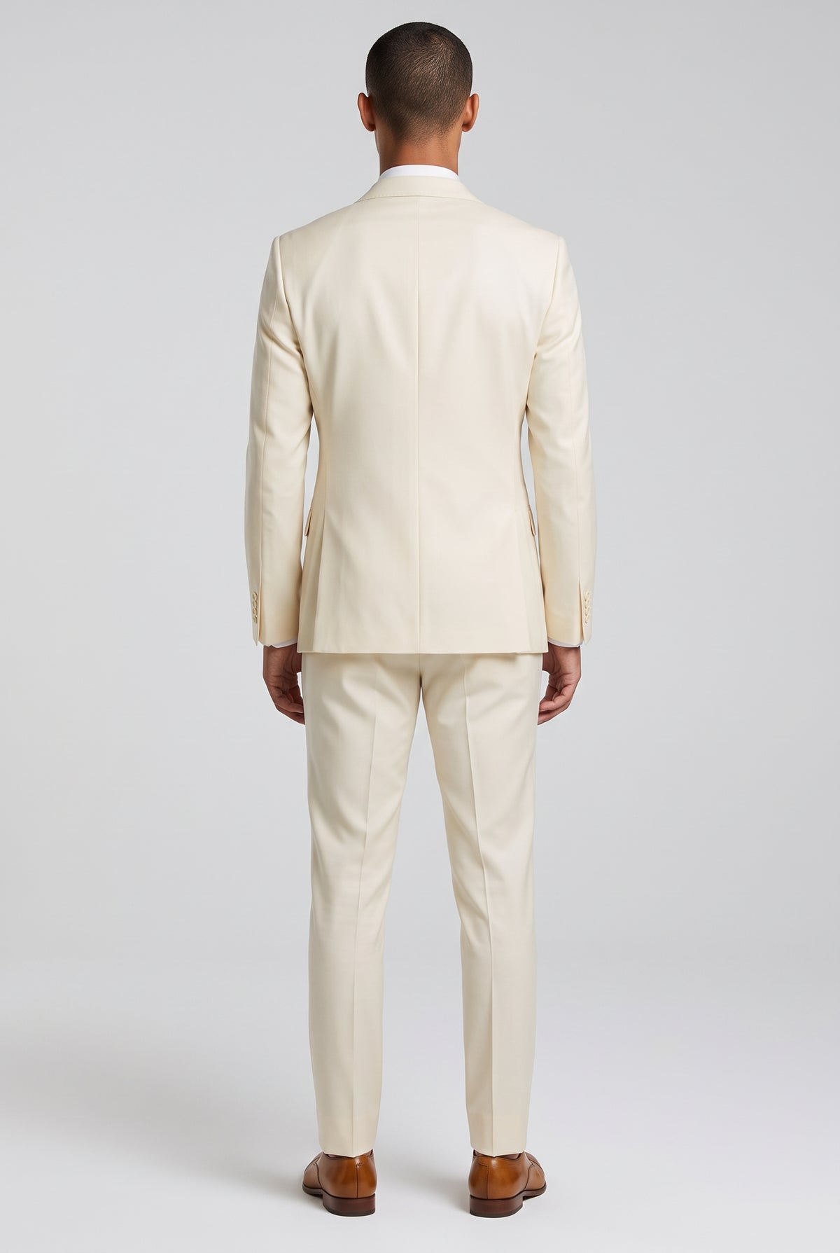 Blutailor Subalino Wool-blend Wedding Ivory Cream Double Breasted Suit for Men