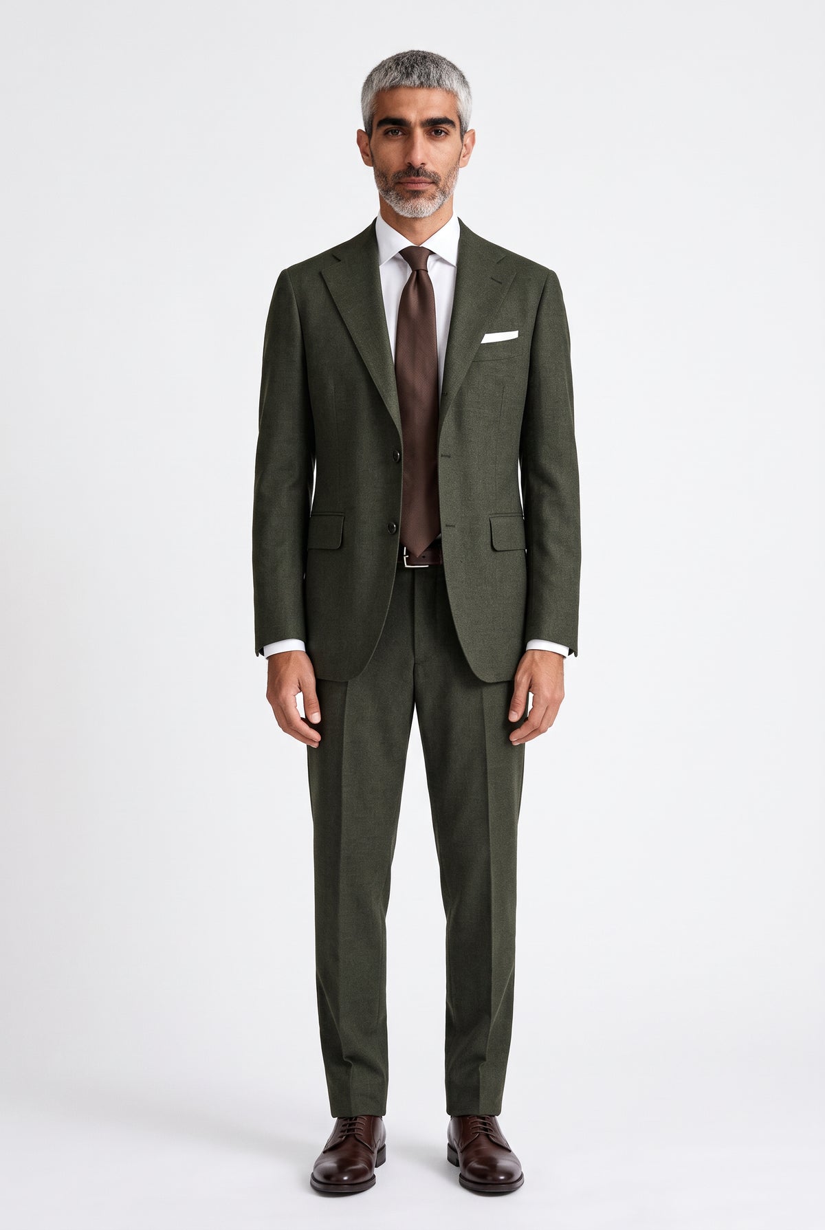 Bespoke Chairman Olive Green Suit for Men | Cavani 130s pure wool suit