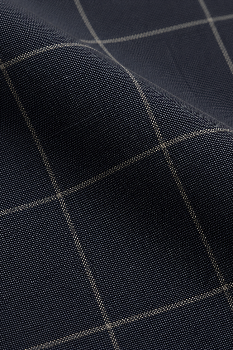 Blutailor Navy Windsor Grid 3 piece Suit
