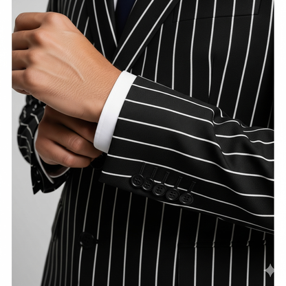 2 Piece Black Stripes Suit