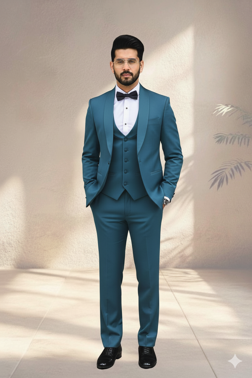 Midnight Blue 3-Piece Tuxedo Suit for Men – Formal Wear
