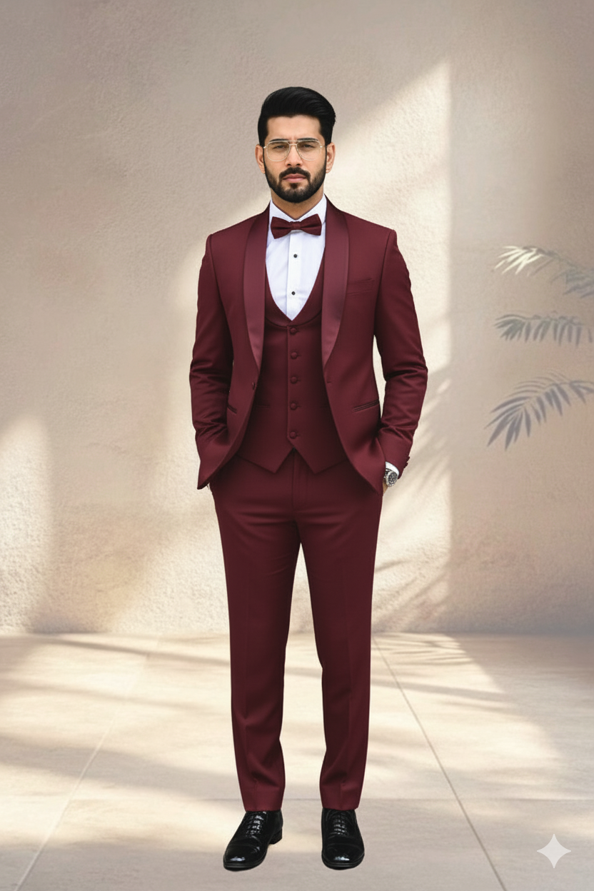 Midnight Blue 3-Piece Tuxedo Suit for Men – Formal Wear