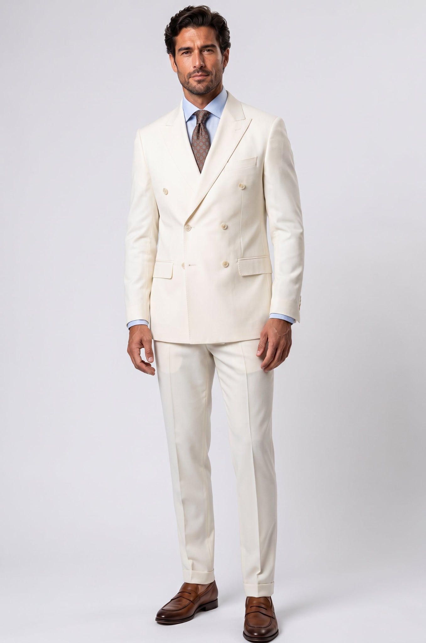 Blutailor Signature Ivory Regent Double Breasted suit