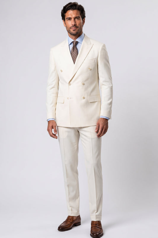 Blutailor Signature Ivory Regent Double Breasted suit
