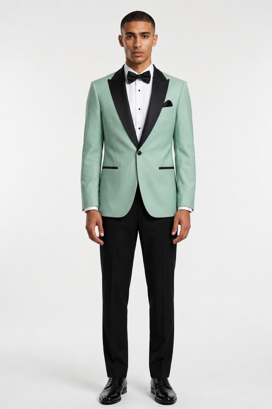Blutailor Mint Green Broad Peak Lapel 2 piece Tuxedo