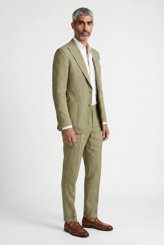 Blutailor Pistachio Olive Linen 2 piece suit