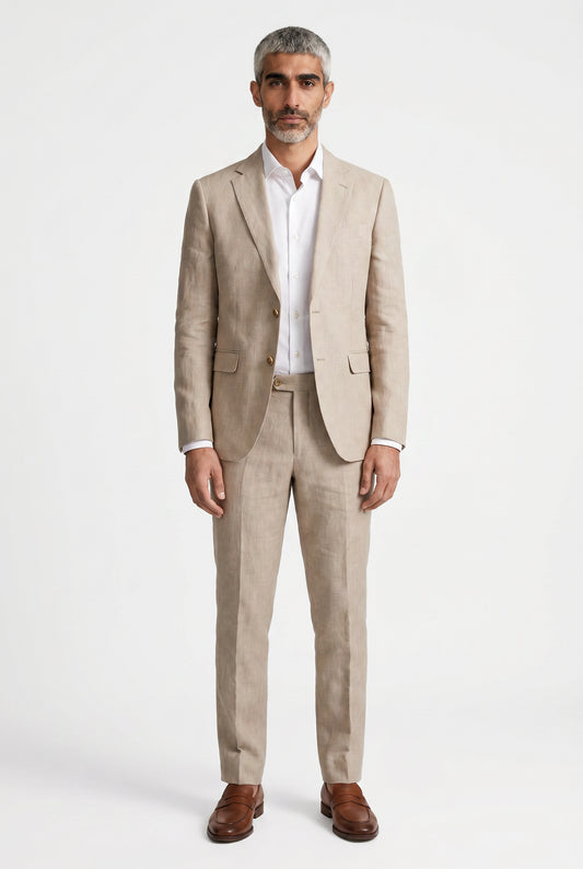 Blutailor Taupe Linen 2 piece suit