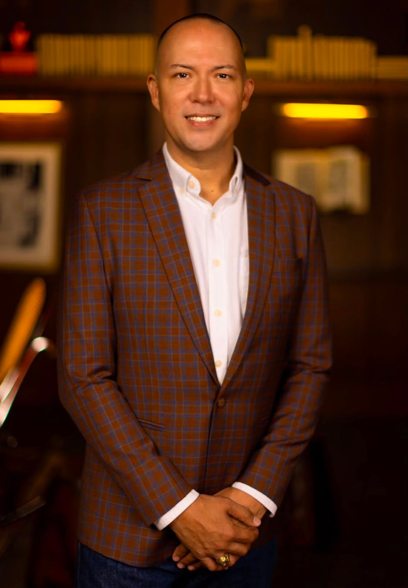Blutailor bespoke wine checks 2-piece suits. wearing a BluTailor bespoke suit