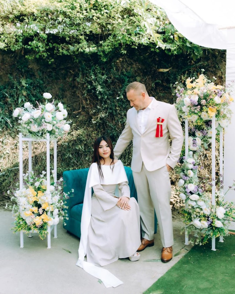 Blutailor bespoke wedding suits for inter racial wedding in califronia. wearing a BluTailor bespoke suit