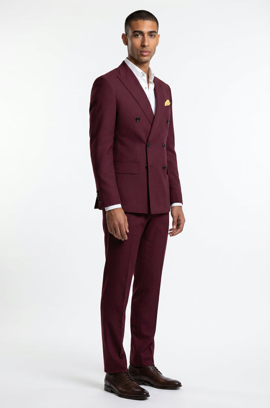Blutailor Wine Double Breasted Suit